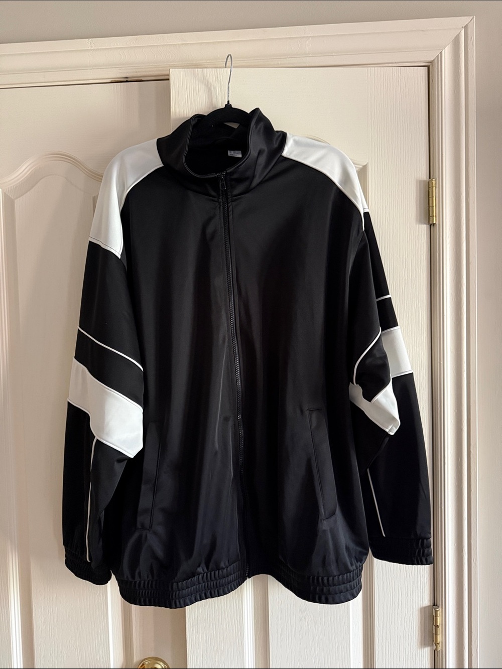 H&M Black and White Women's Track-style Windbreaker
